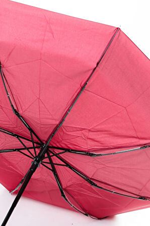 Rain Red Tam Otomatik Mekanizmalı Şemsiye Kauçuk Kaplama Sap Kırmızı 8 Telli