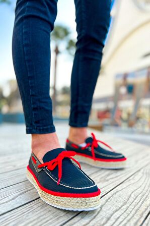 RAMER CH311 Espadril Erkek Ayakkabı SIYAH - KIRMIZI