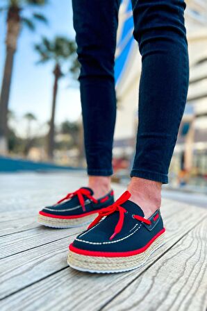 RAMER CH311 Espadril Erkek Ayakkabı SIYAH - KIRMIZI