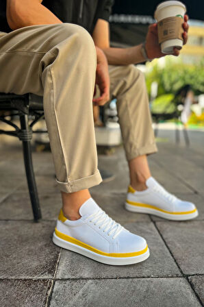 RAMER CH979 Santoni GBT Spor Erkek Ayakkabı BEYAZ/SARI