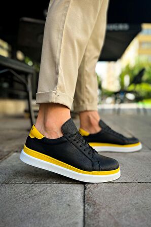 RAMER CH979 Santoni GBT Spor Erkek Ayakkabı SIYAH/SARI
