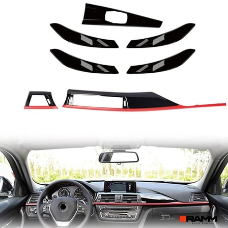 BMW 3 Serisi F30 2013-2018 Sport Ön Göğüs - Kapı Kolları - Vites Çevresi Kaplama Seti - 7 Parça Set