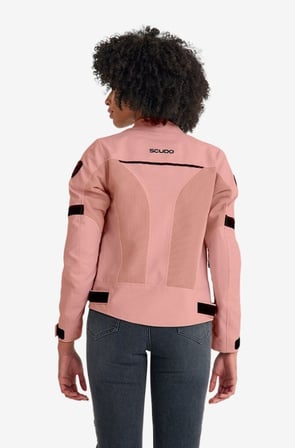 SCUDO PARIS PEMBE YAZLIK FILELI KADIN MOTOSIKLET CEKETI