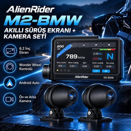 AlienRider M2-BMW 6.2 İnç Akıllı Sürüş Ekranı ve Kamera Seti - Wonder Wheel - Android Auto