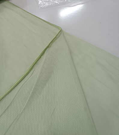 Çocuk Odası Dökümlü Düz Tül Perde - Açık Yeşil - Pileli Dikim 1x2,5 Pile
