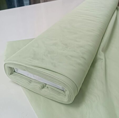 Çocuk Odası Dökümlü Düz Tül Perde - Açık Yeşil - Pileli Dikim 1x2,5 Pile