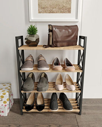 Ravilo Çok Amaçlı Raf 4 Katlı Ayakkabılık Meşe