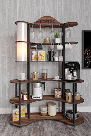 Ravilo Brew Bliss Kahve Köşesi Lambaderli Raf Ceviz