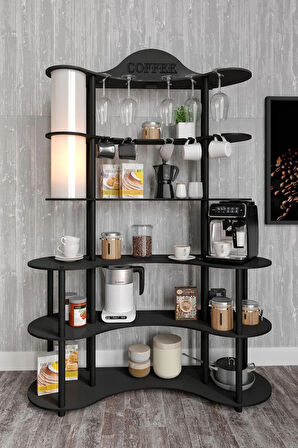 Ravilo Brew Bliss Kahve Köşesi Lambaderli Raf Siyah