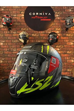 RAPID 2 RAVEN MAT SİYAH-GRİ-NEON SARI KASK