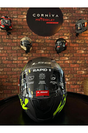 RAPID 2 RAVEN MAT SİYAH-GRİ-NEON SARI KASK