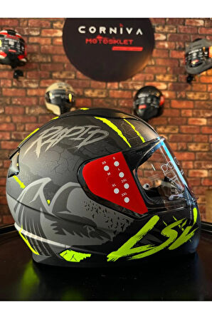 RAPID 2 RAVEN MAT SİYAH-GRİ-NEON SARI KASK