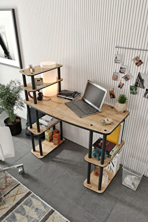 Ravilo Yeni Nesil Aydınlatmalı Çalışma Masası Safir Meşe