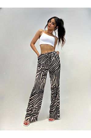 KADIN İNCE KEMER YÜKSEK BEL LEOPAR PANTOLON