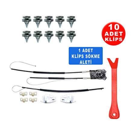 Renault Megane 2 2002-2008 8201010926-8200325136 Sol Ön Cam Kriko Tamir Seti