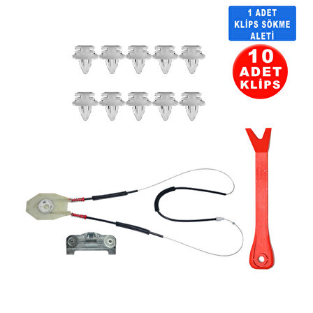 BMW 5 serisi E39 1995-2004 51338159835-36 Sağ Arka Cam Kriko Tamir Seti (10 Klips)