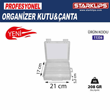 Plastik Bölmeli Çanta Organizer 3 lü (Şeffaf ) 21x17x5,2cm