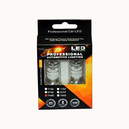 Set Ampul Büyük Dipsiz Tek Duy 48 Led Amber 7440 CN-T20SW