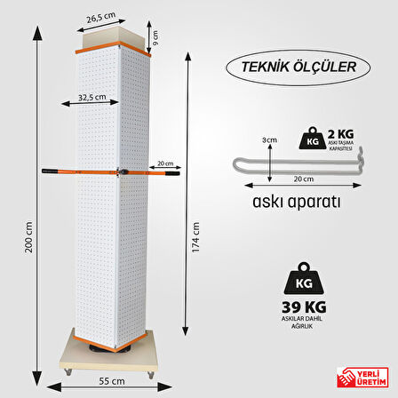 Klips Stand Dönerli Metal Askılı Büyük (160 Askılı)