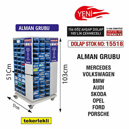 STAND DOLAP 103x51x51 ALMAN GRUBU 156 GÖZ 105LİK ÇEKMECE