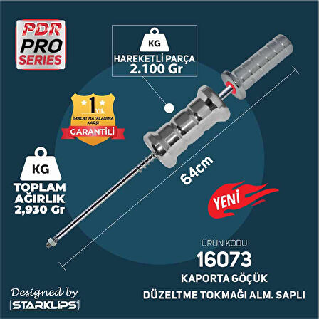 Pdr Kaporta Göçük Düzeltme Tarak Tokmağı Metal Saplı 2,930 Kg 64cm