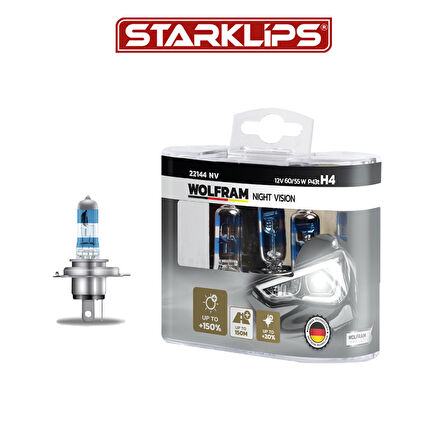 Set Ampul H4 12V 60/55W P43T %150 Güçlü %20 Beyaz Işık Wolfram