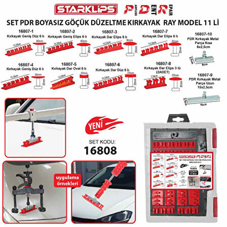 Set Pdr Boyasız Göçük Düzeltme Kırkayak Ray Model 11 Li