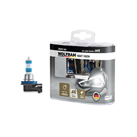 Set Ampul H11 12V 55W PX26d %150 Güçlü %20 Beyaz Işık Wolfram