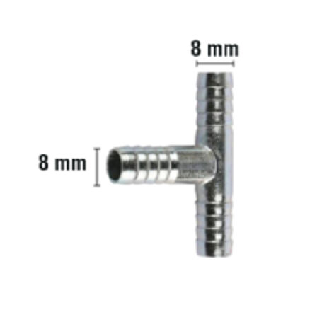 Rakor Metal T tip Hortum İçin 8mm 2 Adet