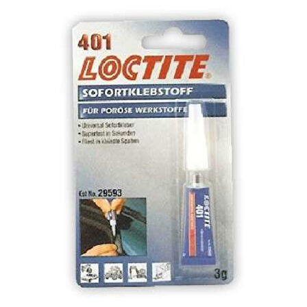 Genel Amaçlı Hızlı Yapıştırıcı İz Bırakmayan 3Gr 401 Loctite 1211229 2 Adet