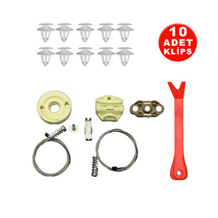 Opel Astra G 1998-2003 90521878-90521877 Sol ve Sağ Arka Cam Kriko Tamir Seti (10 Klips + Klips Sökme)