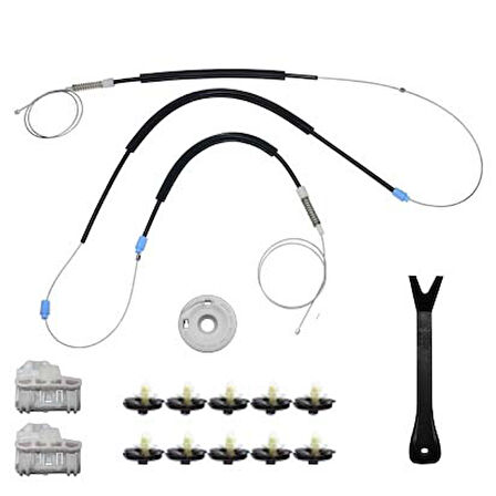 VW Polo Hb 1994-1999 6N4837401A-401D Sol Ön Cam Kriko Tamir Seti (Klips + Aparatlı)