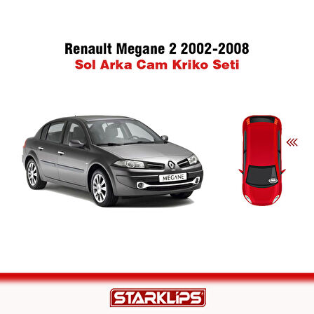 Renault Megane 2 2002-2008 190011781  Sol Arka Cam Kriko Tamir Seti