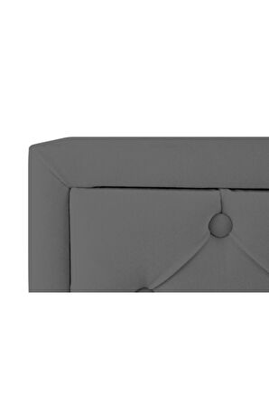 Ruby 2 Çekmeceli Komodin - Silver Model Kapitoneli Iki Kapaklı Komodin Gri