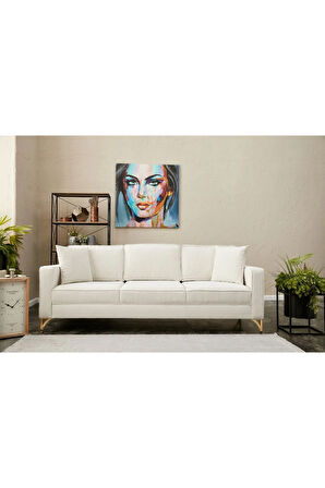 Berlin Serisi Üçlü Koltuk  Krem Gold