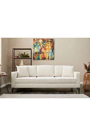 Berlin Serisi Üçlü Koltuk  Krem Siyah