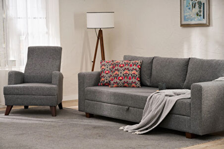 Aly Serisi Yataklı Sandıklı Koltuk Takımı Gri