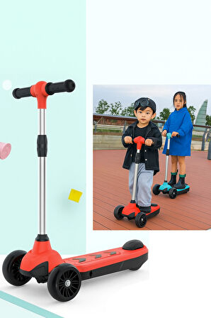 Elektrikli 3 Tekerlekli Çocuk Scooter Kırmızı