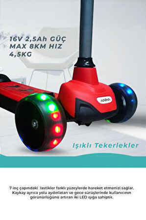 Elektrikli 3 Tekerlekli Çocuk Scooter Kırmızı