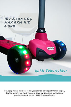 Elektrikli 3 Tekerlekli Çocuk Scooter Pembe
