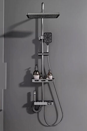 Dijital Led Göstergeli Piyano Tuşlu Termostatik Banyo Batarya Duş Sistemi