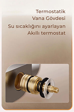 Dijital Led Göstergeli Piyano Tuşlu Termostatik Banyo Batarya Duş Sistemi