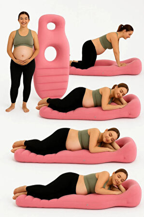 ROBO Şişme Hamile Yatağı Elektrikli Şişirme Pompası Hediyeli pembe