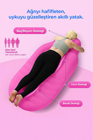 ROBO Şişme Hamile Yatağı Elektrikli Şişirme Pompası Hediyeli pembe