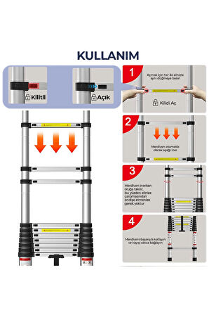 Paslanmaz Çelik Katlanır Merdiven 3.1 Metre