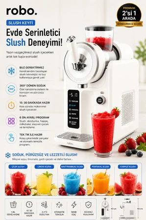2'si Bir arada Dondurma ve Slush (buzlaş) Makinesi Beyaz