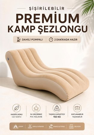 Dahili Pompalı Kendi Kendine Şişen Şişme Şezlong