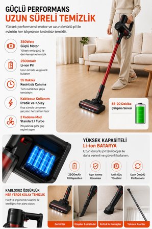 Hiking HD 12 Şarjlı Dikey Süpürge Siyah