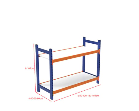 2 Katlı Ahşap Raflı İçten Oturmalı Hafif Rack - 3D Yazıcı Rafı, Depo Rafı 40x120 cm-200 cm