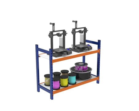 2 Katlı Ahşap Raflı İçten Oturmalı Hafif Rack - 3D Yazıcı Rafı, Depo Rafı 40x120 cm-200 cm